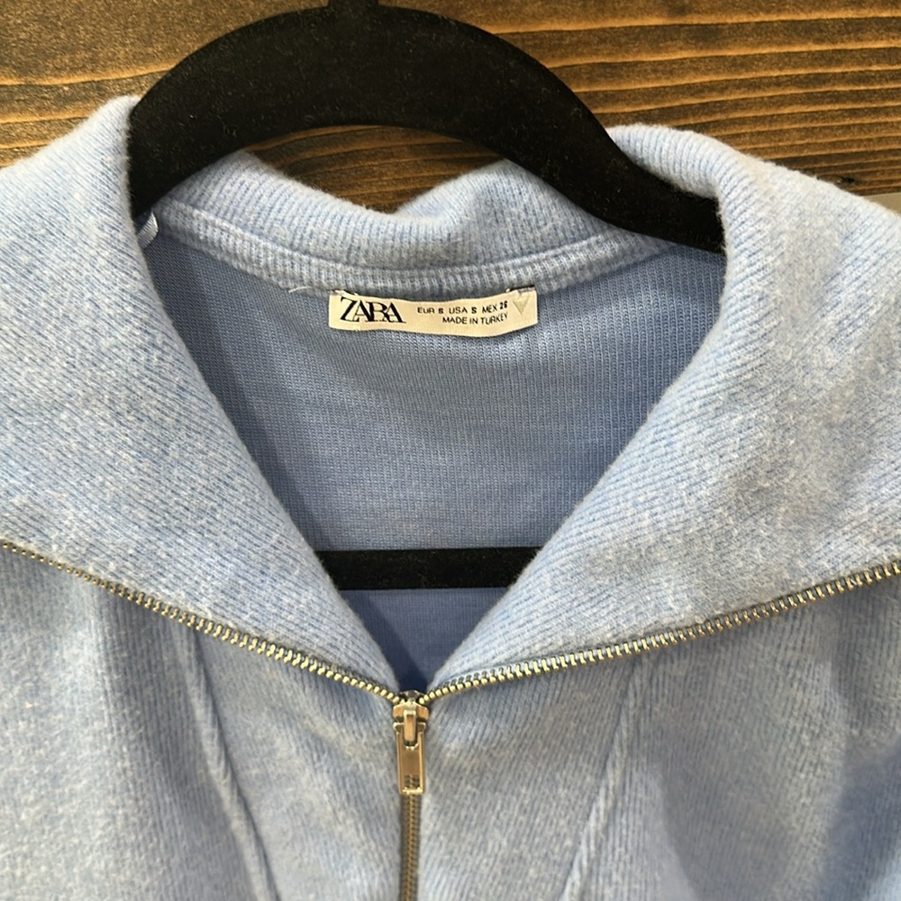 Zara light blue Soft High Collar Quarter Zip Dress 2 for $20 - Picture 4 of 6